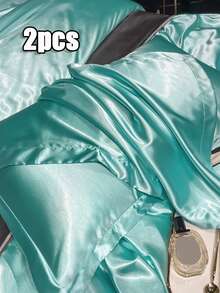 奢华桑蚕丝枕套，25 毫米缎纹面料，低致敏性纯色，带信封封口，仅可手洗，120-140 克/平方米 - 质地柔软顺滑，适合头发和皮肤，低致敏性床上用品|超薄枕套 - 彩色 - 查看 23