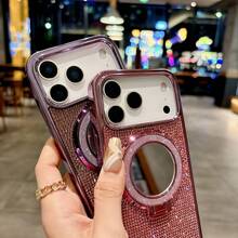 【よく売れる】compatible with  17 Pro Max用 新磁気メイクアップミラースタンド付きケース, バニティオーガナイザー,磁気式スマホアタッチメント,携帯電話スタンド,ケースアタッチメント,洗練されたバニティデザイン,強力な磁気保持力,持ち運び用メイクアップ,美容愛好家,デイリーメイクルーティン,旅行用ビューティーエッセンシャル - ピンク - チェックする 9