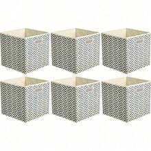 Basics Collapsible Fabric Storage Cubes With Oval Grommets - 6-Pack, Light Grey - Grey - View 6