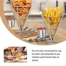 4pcs Creative French Fry Food Basket, Restaurant Iron Fried Chicken Mini Snack Basket, Western Restaurant French Fry Frying Basket, Fry Rack, Suitable For Birthday Party, Holiday - Multicolor - View 6