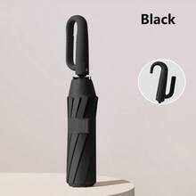 1把防风自动伞，24根伞骨，高密度防水面料，全自动反向折叠 - 旋转环锁手柄 - 易携爪柄 - 便携旅行伞 - 防雨防紫外线，UPF50+，黑色防紫外线涂层，一键开合，适用于暴雨和大风天气，雨季必备