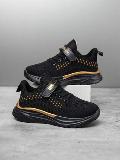 1双儿童透气网面休闲跑步鞋，轻便时尚渐变色户外运动鞋，适合秋季和圣诞节穿着。