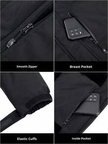 CAMEL CROWN 女士防水滑雪服，带抓绒内衬，保暖防风冬季连帽滑雪外套 - 黑色 - 查看 6