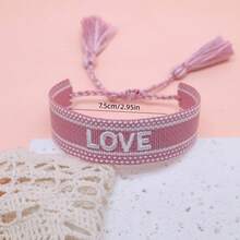 1 st handgjort broderat kärleksbrev Boho tofsflätat armband