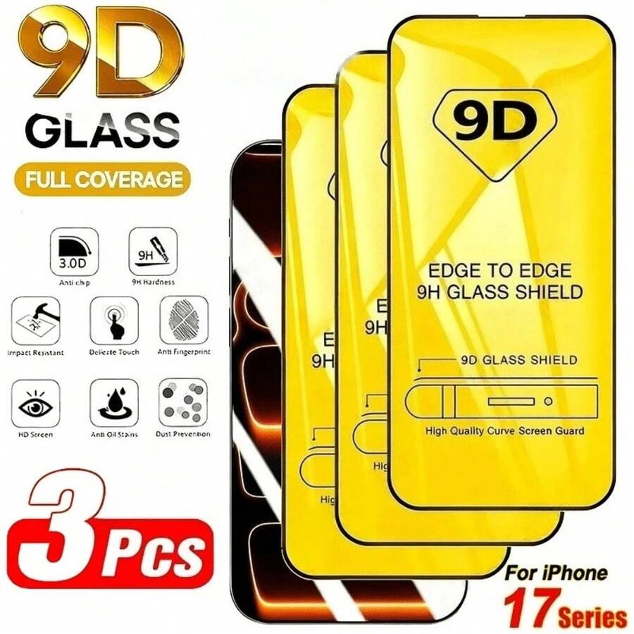 ZMZE 3-Pack Tempered Glass Screen Protectors For IPhone 17/16/15/14 Pro Max, Also Compatible With IPhone 13/12/11 Pro/Mini/16e/Air/15/14/16 Plus - 3 Pieces - View 1