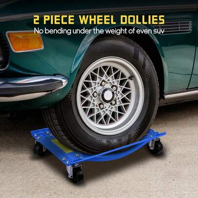 Set de 2 Plataformas para Ruedas Capacidad 2268 kg con 4 Ruedas de Acero de 9 cm para Automóviles Vehículos