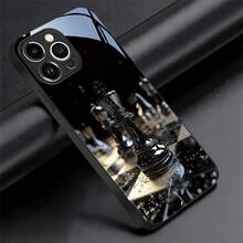 Funda de Teléfono de Vidrio Templado con Patrón de Ajedrez de Metal Texturizado Plateado Negra para iPhone 16/16Plus/16Pro/16ProMax/15/15Plus/15Pro/15ProMax/14/14Plus/14Pro/14ProMax/13/13Pro/13ProMax/13Mini/12/12Pro/12ProMax/12mini/11/11Pro Max/x/xs/xr/xsmax/7/8 Simple Elegante de Alto Valor para Hombres y Chicas de Negocios Divertida y Original a Prueba de Golpes - Colores mixtos - Ver 6