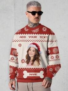 Customized Men's Hoodie, Can Customize Patterns Such As Portrait, Family Members, Pets, Cartoons, Holiday Themes, Suitable For Christmas - Multicolor - View 4