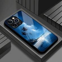 Funda de vidrio templado de diseño romántico y duradero: playa tranquila bajo la luz de la luna, palmeras en la  - funda de teléfono creativa personalizada, elegante y sencilla, anti-suciedad y a prueba de golpes, adecuada para  17/17 Pro/17 Pro Max/17 Air/ 16/16 Pro/16 Pro Max/16 Plus/ 15/15 Pro Max/15 Pro/15 Plus/ 14/14 Pro/14 Plus/14 Pro Max/ 13/13 Pro/13 Pro Max/12/12 Pro/12 Pro Max/11/11 Pro/11 Pro Max/XR/X/XS/XS Max. Es el regalo de cumpleaños perfecto para novias, novios, esposos, esposas, amigos o para uno mismo, innovador y a la moda, adecuado tanto para hombres como para mujeres. - Multicolor 2165 - Ver 6
