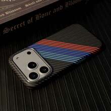 Phone Case Transparent Magnetic Phone Case Magnetic Climber Carbon Fiber Kevlar Texture Suitable For IPhone 17 Pro Max Men Apple 16 Phone Case New 13 Premium 14 Matte 15 Anti-Fingerprint 16 Pro Shockproof 17 - 免費試用 - 查看 8