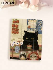 1 件装复古可爱猫咪拼布图案平板电脑保护套，兼容 10.2 英寸 iPad，兼容 iPad Pro 11 英寸（2021/2020/第十代），兼容 iPad (A16) 11 英寸（第十一代，2025 年），Galaxy Tab A8 10.5 英寸（2022 年），Matepad 10.4/Tab，带笔槽，防摔，平板电脑支架保护套 - 彩色 - 查看 3