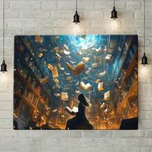 1PCS Canvas Wall Art Bookshelf Reading - Woman Reading Canvas Print, Library Books Falling Art, Stretched Canvas Wall Decor, Book Lover Gift, Modern Home Decor, Living Room Wall Decor, Bedroom Art - Nhiều màu - Xem 6