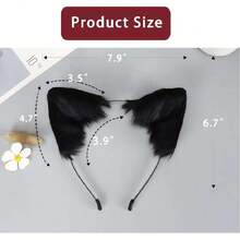 Cat Fox Faux Fur Ears Headband Cute Halloween Fancy Dress Cosplay Hanade Animal Furry Ears Hair Hoop,30215755 - 黑色 - 查看 6