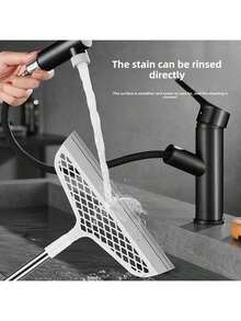 [Magic Broom   Double-Sided] 1pc Pro Clean Magic Broom   Double-Sided Silicone Scraper, 180° Angle Design & Detachable Head   Lightweight Plastic Handle For Easy Cleaning Of Hard Floors & Carpets, Ideal For Bathroom, Kitchen, Living Room, Broom Sweeping Floor - 灰色 - 查看 8