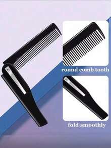 1/3支装手工折叠口袋梳，男士专用，细齿直发梳，适用于日常梳理造型，可用于头发、胡须或髭须，干用或搭配护发膏使用，锯齿状手工抛光，银色别针随机位于一侧 - 彩色 - 查看 4