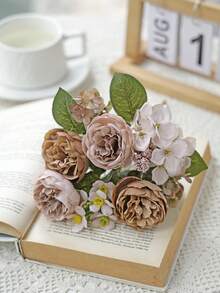 1/80PCS Artificial Flowers, Rose Bouquets, Valentine's Day Gifts, Birthday Party Decorations, Wedding Flower Baskets, Bride Holding Flowers, Home Furnishings, Dining Rooms, Bedrooms, Windowsills, Vases, Decorations, New Year Decorations, Outdoor Gardens, Start Of School Season,Wedding Decor, Wedding Flowers, Table Decoration - Brown - View 7