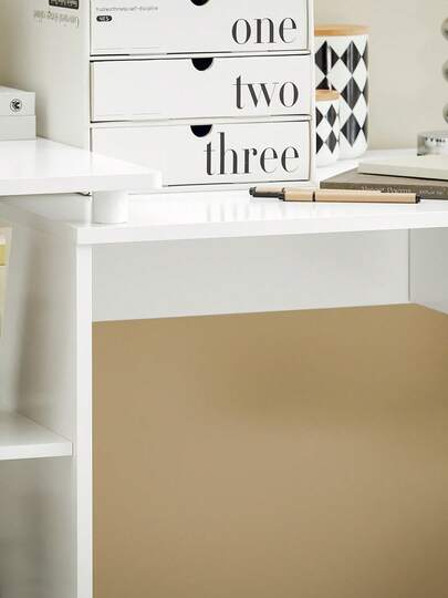 SoBuy FWT35 W, Home Office Tafel Desk, Computer Bureau Workstation Storage Shelves, Wit view 7