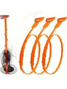 3 piezas Herramienta multiusos para desatascar desagües, atrapa pelos y limpiador de fregaderos y tuberías para lavabos, inodoros, baños y cocinas, productos de limpieza - Multicolor - Ver 11