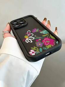 A fashionable Floral 2D pattern printed design, TPU material phone case, suitable for personal use, given to family, colleagues, friends, teachers, and can also be used as holiday and birthday gifts. Compatible with Apple 16/15/14/13/12/11/PLUS/PRO/PROMAX/X/XR/XS/XMAX series models - Negro - Ver 5