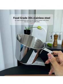 600ml/20oz Durable 316 Stainless Steel Multipurpose Measuring Cup - Suitable For Cooking, Baking, Coffee, Tea - Commercial & Home Kitchen Use - Easy Clean Design, Cooking Measure Cup, Baking Essential, Ergonomic Handle, Polished Surface, Material - Multicolor - View 7