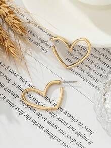 1对时尚2025情人节新款心形光滑金属耳环，简约红色哑光漆心形耳环，优雅设计，百搭女士饰品，适合派对、日常佩戴，情人节礼物 - 愛心耳環 - 查看 8