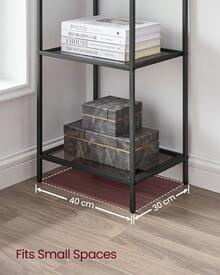 Bathroom Shelf With 6 Shelves, Tempered Glass, Easy Assembly For Bathroom, Living Room, Kitchen, Office, Slate Grey, Black Ink - Black - View 3