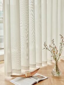 1件薄荷绿条纹薄纱窗帘，灰/白/卡其/红半透明镂空窗帘，加厚面料（180克/平方米），适用于客厅、卧室，四季皆宜 - 米色 - 查看 7