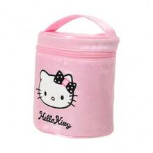 Bolsa de maquillaje con brillo de Hello Kitty de Miniso, estuche de cosméticos con forma de cilindro de Sanrio, neceser redondo con brillo para niñas de viaje - Rosa - Ver 3