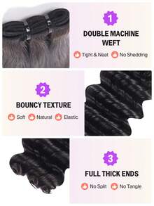 MEGALOOK 15A Deep Wave Human Hair Bundles 100% Virgin Hair 12-28 Inch Natural Hair Weft 1pc Unprocessed Brazilian Raw Hair High Quality Silky Soft Women Hair Extensions - SNatural - View 8