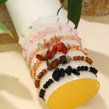 12pcs Bohemian Natural Stone Bracelet Set, Suitable For Men And Women - Amethyst, Labradorite, Turquoise And Rose Quartz Beads - Perfect Gift