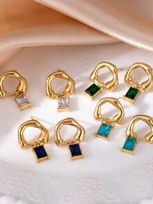 1 đôi Thép không gỉ 18K MẠ Trân châu & Khối Zirconia  Hoa tai Thích hợp Cho công việc , Buổi tiệc , Ngày - Bông tai ngọc trai - Xem 10