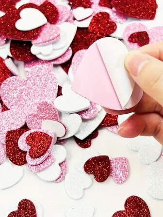 60個 ハート型 自己粘着ステッカー、カラフルなグリッターハートステッカー、バレンタインデーのハンドメイド素材、DIYカード、箱シール、商品包装シール、ギフトボックス装飾バッグラベルに適しています