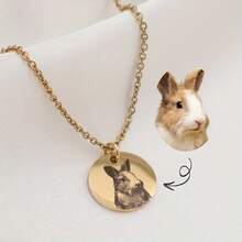 Collier personnalisé avec photo d'animal de compagnie, portrait photo gravé sur mesure, collier commémoratif en acier inoxydable plaqué or pour chat et chien, bijou familial, cadeau commémoratif pour amateurs d'animaux de compagnie, cadeau de Noël et de Thanksgiving - Multicolore - Voir 4