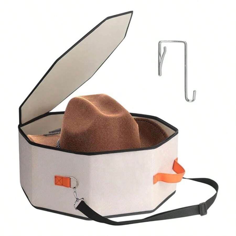 Neue tragbare Hutaufbewahrungsbox für Männer und Frauen, mit Türhaken, Baseballmützen Aufbewahrungsbox - Beige - Übersicht 1
