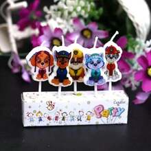 5件套汪汪队立大功蜡烛，儿童生日蛋糕装饰，可爱卡通人物巡逻犬用品，派对用品，圣诞装饰，圣诞袜填充物 - 彩色 - 查看 5