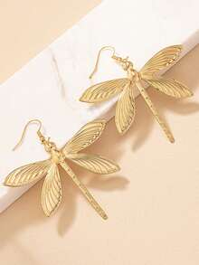1 Pair Elegant Metal Dragonfly Earrings For Women, Suitable For Holidays, Birthdays, Dates, Parties, Vacations, And Casual Outings - Dragonfly - View 2