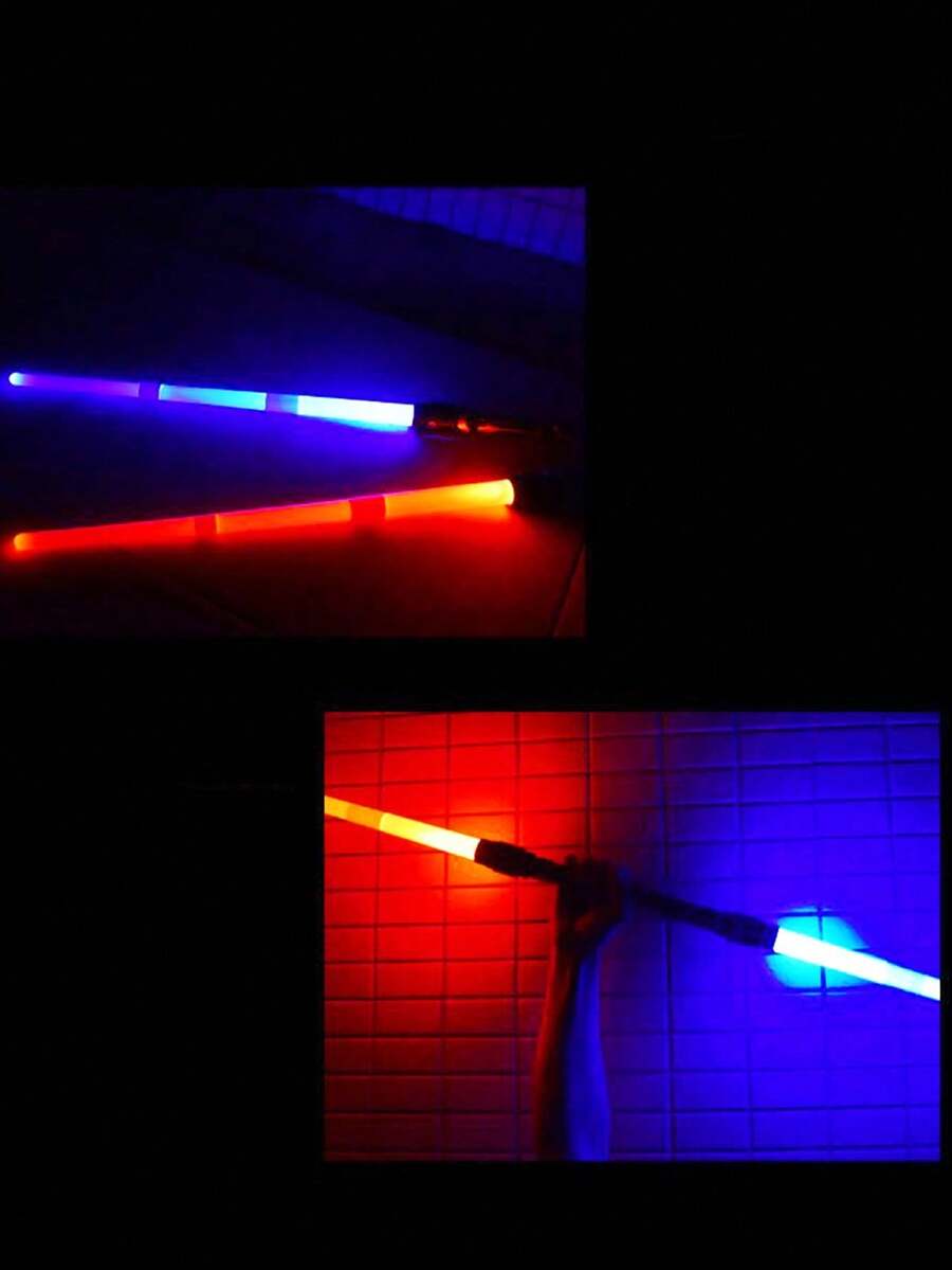 1pc/Set Retractable Laser Sword, 2-In-1 Flashing Glow Stick Stress Relief Toy (Batteries Not Included). Product Color Randomly Distributed, Some Parts May Vary In Color, Children's Interactive Toy, Birthday Gift, Party Favor