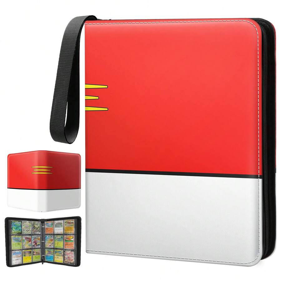 9 Pocket Trading Card Binder, Waterproof Cards Collection Binder With 40 Removable Sheets For 720 Cards Storage, Card Holder Book For TCG,MTG - Đỏ và trắng - Xem 1