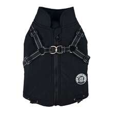 Pakaian Anjing Musim Gugur/Dingin, Harness Reflektif, Desain Resleting Belakang, Pakaian Hewan Peliharaan, Mantel Hangat, Ekor Dapat Diatur, Cocok untuk Anjing Kecil - Hitam - Hitam - View 10