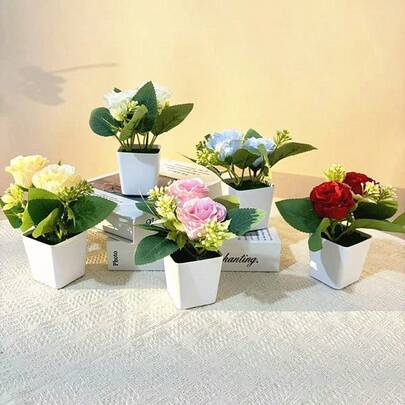 2 Stücke Eisblumen Rose Mini Topfpflanzen, realistische Blumen Topfpflanze Dekoration, geeignet für Thanksgiving, Valentinstag, Hochzeit, Halloween, Party, Hotel, Muttertag und verschiedene Anlässe Tischdekoration