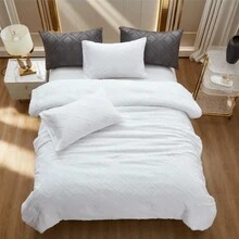 Luxury Thick Winter Comforter - Super Soft Microfiber Filled, Quilted Solid Color Diamond 3D Jacquard Duvet Cover, Suitable For All Seasons, Machine Washable - Perfect For Bedroom, Hotel And Guest Room (Pillow Case Not Included) - White - View 3