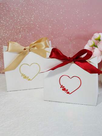 10 piezas de elegantes cajas de regalo con forma de corazón rojo y cinta, cajas de embalaje de regalo de papel kraft para propuestas, bodas, aniversarios, Día de la Madre, San Valentín y decoraciones para fiestas de compromiso