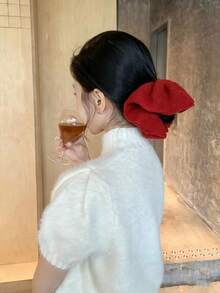 Oversized Korean Style Knitted Hair Scrunchies, Autumn/Winter Hair Ties, Large Spiral Hair Scrunchies, High-End Low Ponytail Hair Ties, New Women's Extra Large Black/White/Red/Green/Khaki Hair Scrunchies