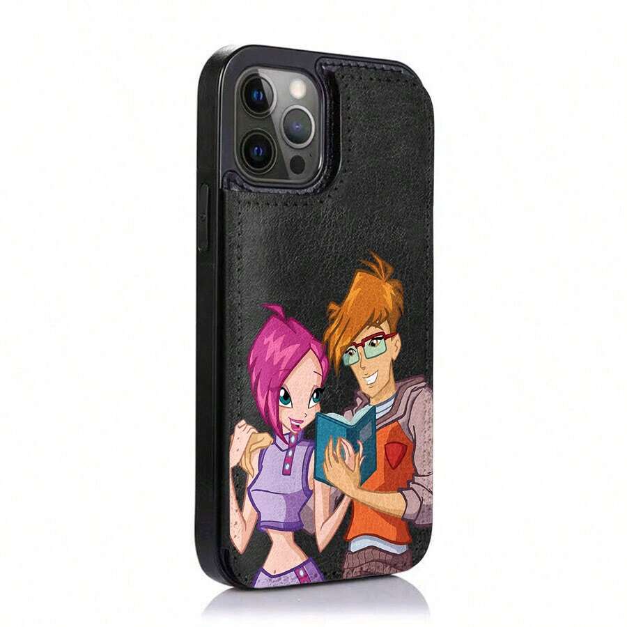 Funda animada para teléfono con diseño de dúo leyendo juntos. Compatible con teléfonos , 17, 16 Pro Max, 15 Pro Max, 13 y 12. Fabricada en TPU para una protección eficaz contra golpes y caídas. Un regalo ideal para familiares, amigos, seres queridos, parejas y para Navidad. - Negro - Ver 1