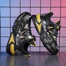 Teens' Sports Shoes - Mesh Basketball Shoes - EVA Sole - Hook And Loop Closure - Classic Black Colorway - & Versatile