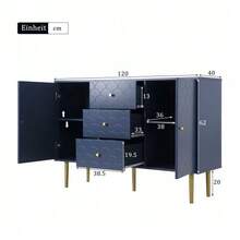 (=905467AAB) Chest Of Drawers/Sideboard With 2 Doors And 3 Drawers, Adjustable Shelf, For Living Room/Bedroom, Navy Blue, H 83/W 120/D 40 Cm - Navy Blue - View 3