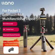 Llano Camera Desktop Multifunctional Tripod 360° Gimbal Head All-In-One Tripod Compact Portable Mini Handheld Stand With Ball Head Compatible With Pocket 3 Extension Rod For Canon R50, Nikon, Fujifilm, CCD, DSLR, And Mirrorless Cameras - Black - View 12
