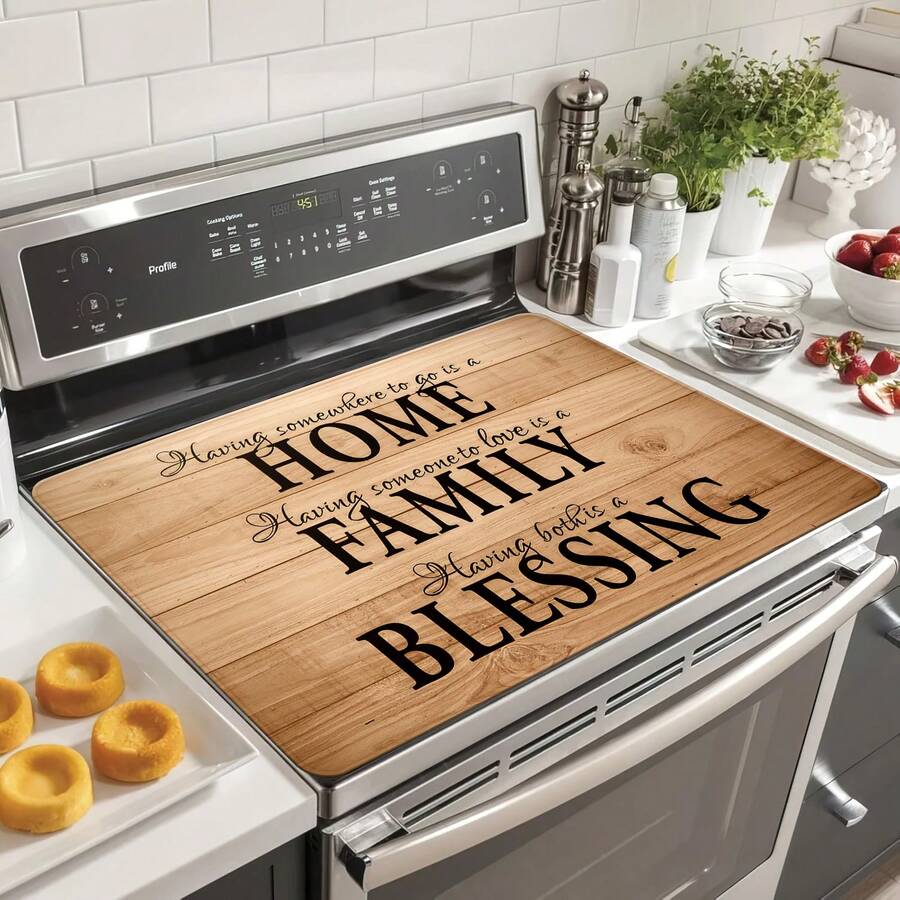 Home Family Blessing Stove Top Rubber Cover For Electric Stove, 28x20.5" Protective Pad, Induction Cooker Glass Ceramic Cooktop Protector, Heat Resistant Anti-Scratch Non-Slip Stovetop Cover, Coffee Mat, Kitchen Extra Counter Space - 家 - 查看 1