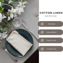 Cloth Dinner Napkins Set Of 12 Cotton Flax Fabric 20x20 Inch - Washable Fall Colors Table Linen Napkin For Christmas, Than1ks 1giving, Wedding, Cocktails Or Everyday Use - Natural,20inchx20inch(Setof12),NaturalBeige - 自然米色 - 查看 9