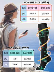 6 Pairs Compression Socks For Women, Floral Pattern Socks Breathable High Tube Socks For Running Fitness Skipping Cycling Athletic Compression Socks - Multicolor - View 5